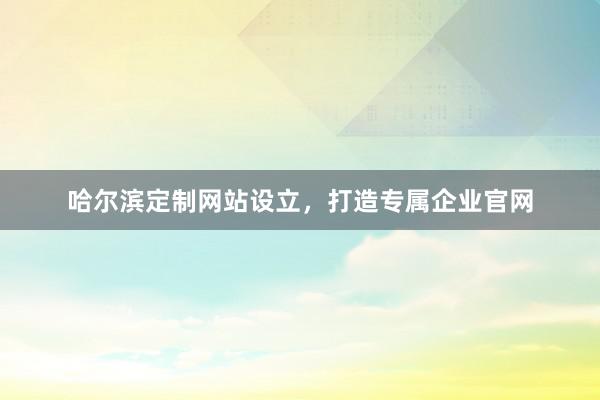 哈尔滨定制网站设立,打造专属企业官网